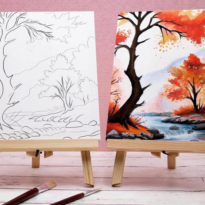 The Artist's Nest - Wholesale Art Set - Kids & Baby - Guided Pre-drawn Canvas Set - Vistas Vol. 1