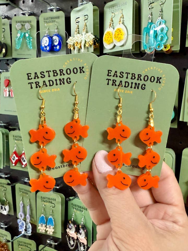 Snack fish earrings for wholesale by Eastbrook Trading