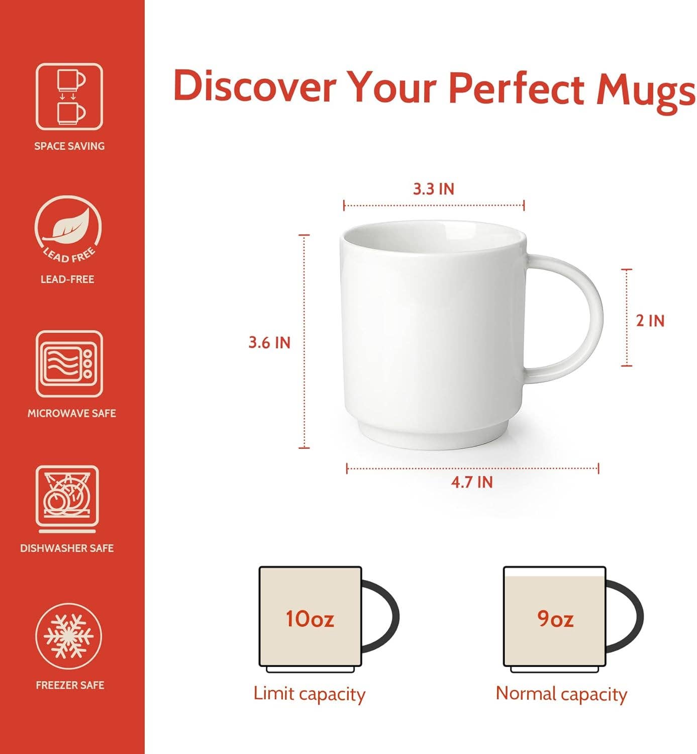 Sweese - Wholesale Coffee Mug - 10 Oz Porcelain Coffee Mugs, Set of 42