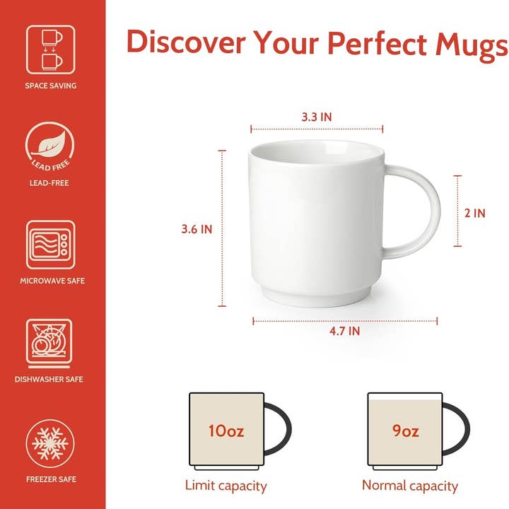 Sweese - Wholesale Coffee Mug - 10 Oz Porcelain Coffee Mugs, Set of 42