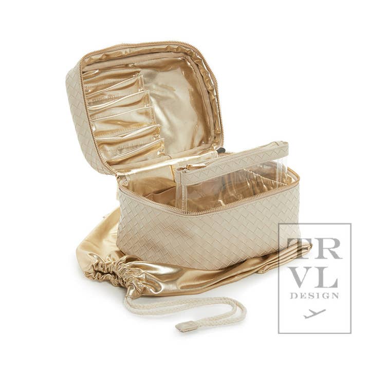 TRVL Design - Wholesale Makeup/Cosmetic Bag - Luxe Train2 - Woven Bisque1