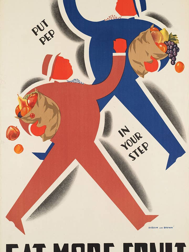 Eat More fruit. Put pep in your step by Dibdin and Brown for wholesale by Flashback Shop