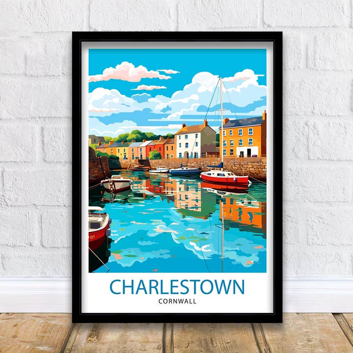 Charlestown Harbour Cornwall Travel Poster Cornwall for wholesale by InkNPrintz