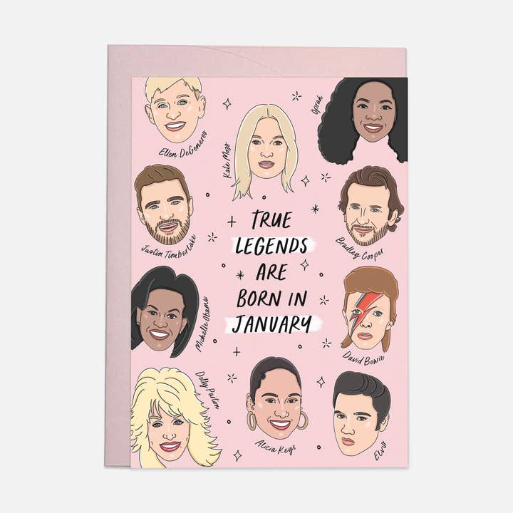 Legends January greeting card for wholesale by Kaart Blanche