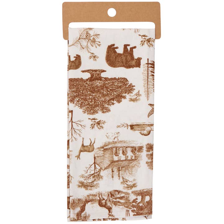 Primitives by Kathy - Wholesale Tea Towel - Cabin Toile Kitchen Towel1