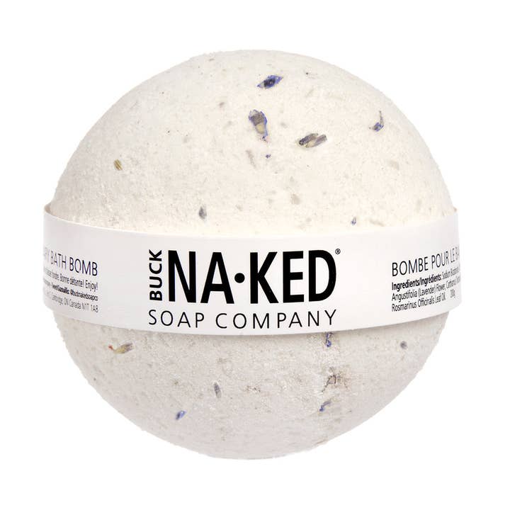 Lavender + Rosemary Bath Bomb for wholesale by Buck Naked Soap Company