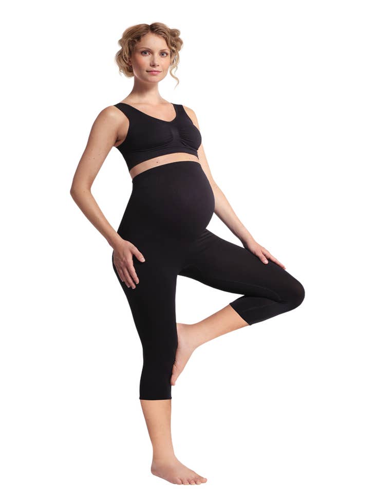Black 3/4 Length Maternity Gym & Activewear Leggings