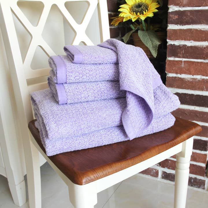 Lavande Ensemble de serviettes de bain 6 pièces Diamond Jacquard Towels, lavande en vente sur Faire3