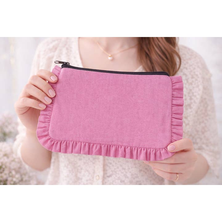House of Kraft - Wholesale Pouch - Women's - Canvas Ruffle Pouches | Canvas Travel Pouches | Zipper Pouch49