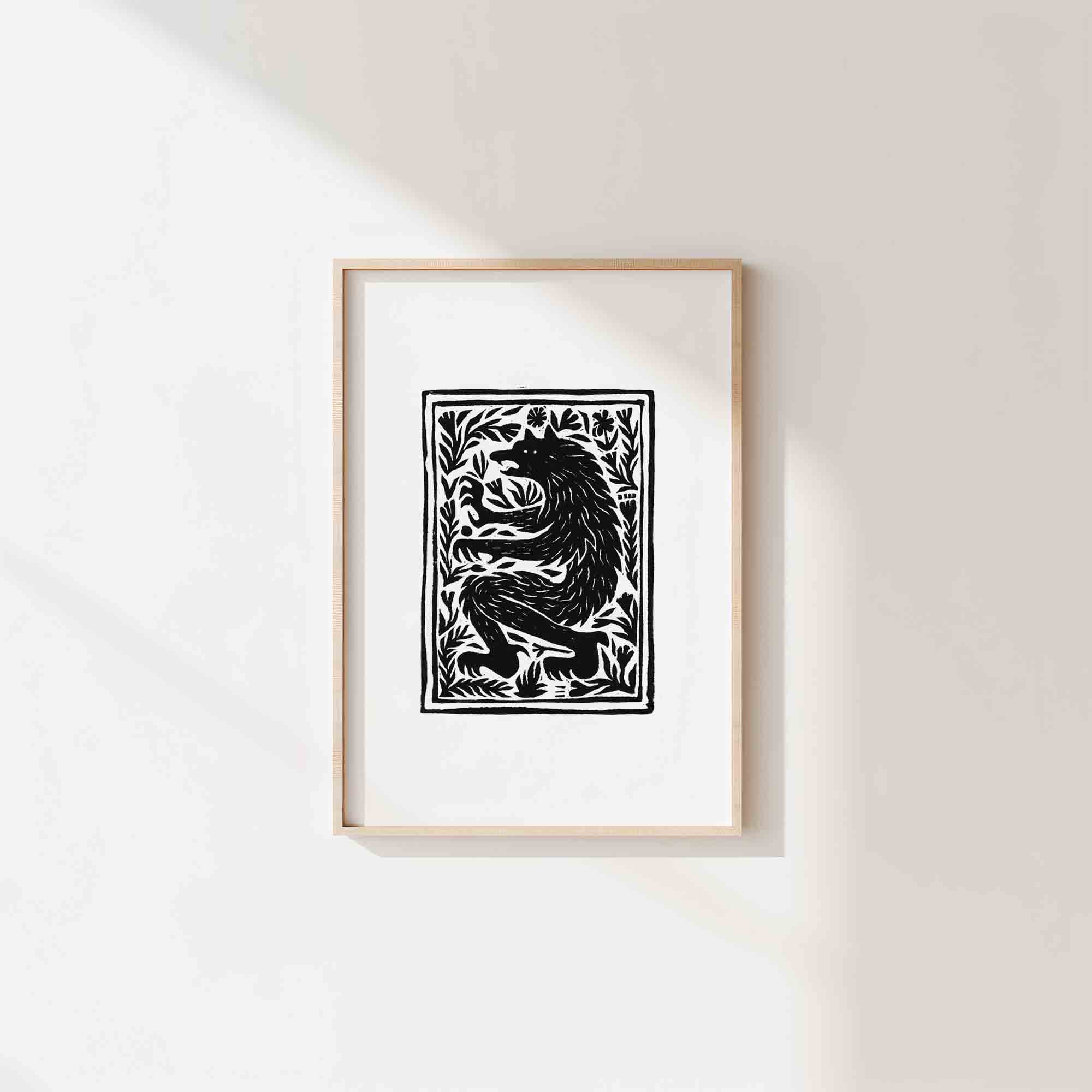 Katia Hinic Studio - Wholesale Art Print - 'Wolf' lino print5