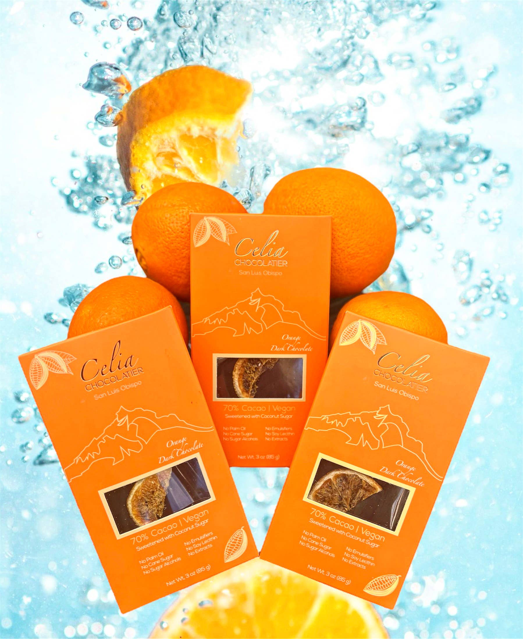 CELIA CHOCOLATIER - Wholesale Chocolate Bar - 70% Dark Chocolate Orange Bar| Coconut Sugar | Ecuador Beans5