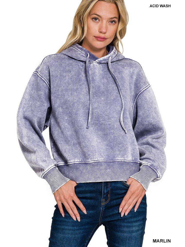 42POPS - Wholesale Hoodie - Women's - `.Snow Wash Fleece Crop Hoodie8