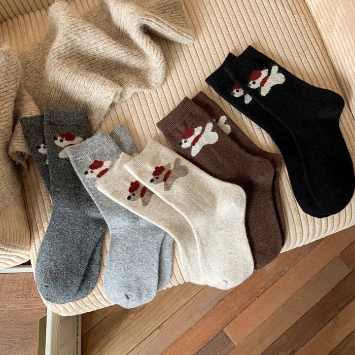 Funkyrel® Atzbranding Limited - Wholesale Socks - Women's - Rufia - Thickened Mid-Calf Socks with Dog Pattern8