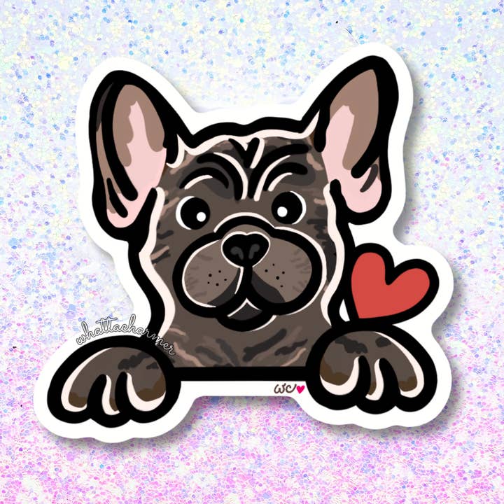 French Bulldog (Frenchie) Dog Sticker, Brindle for wholesale by WhattaCharmer