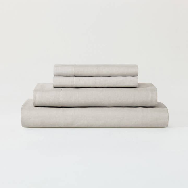 French Linen Luxeweave Sheet Set - Fog for wholesale by SIJO
