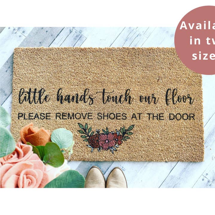 Little Hands Touch Our Floor / New Mom Doormat for wholesale by PaintedStorkDesigns