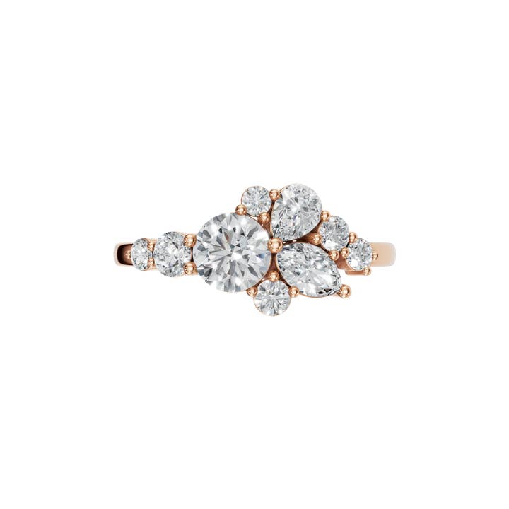 PureYou Jewelry - Wholesale Multi-Stone Ring - 14K Gold Diamond Cluster Ring, Stackable Ring, Wedding Ring0