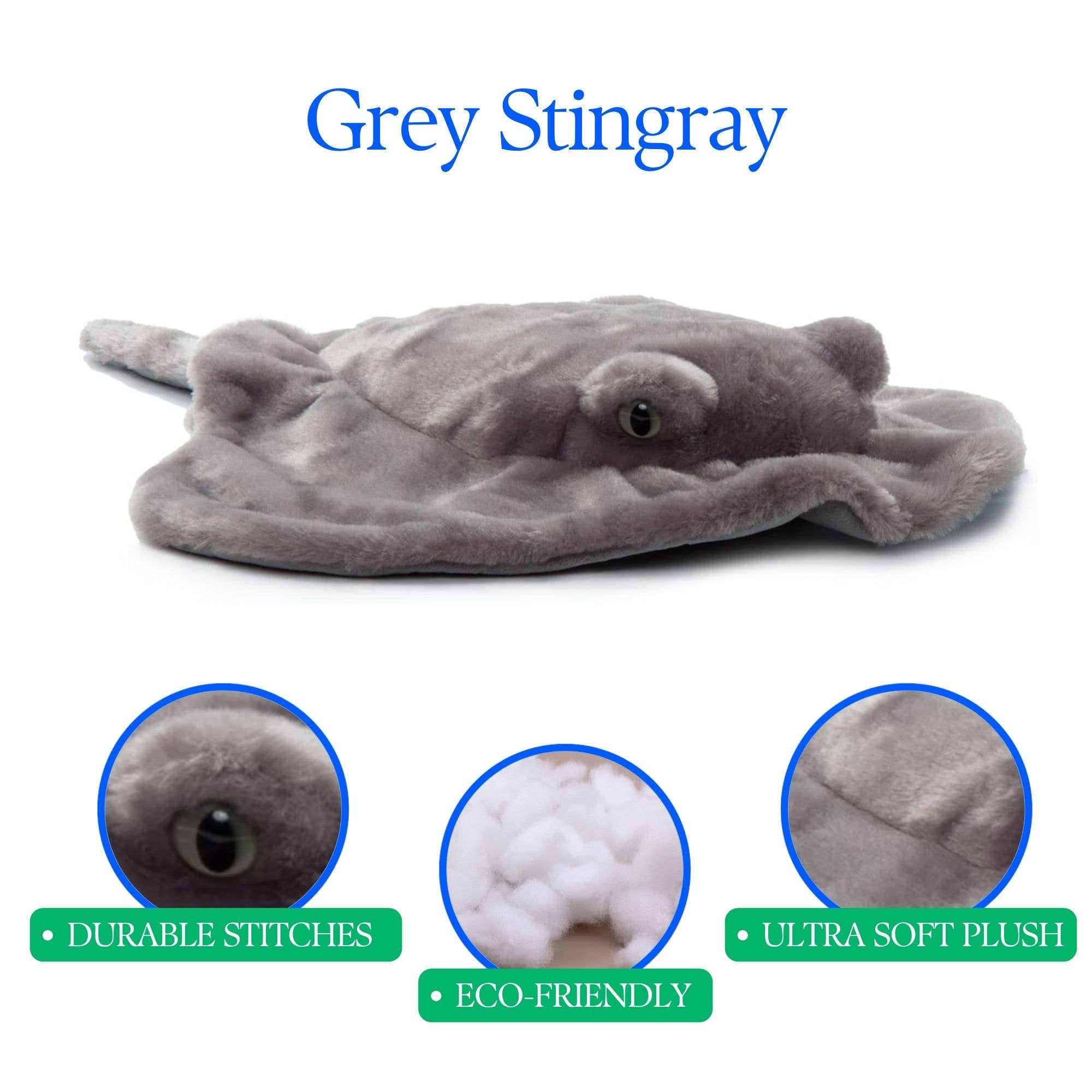 The Petting Zoo – wholesale Stuffed/plush toy – Kids & baby – 22" (56cm) Stingray Grey Sea Life1