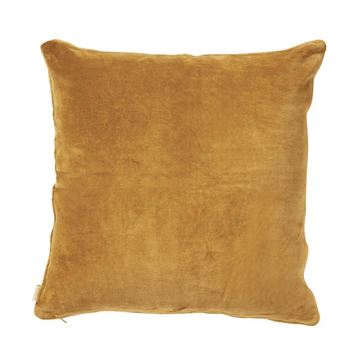 Quadratische Kissenhülle aus Samt in Curry für den Großhandel von Bonheur du Jour