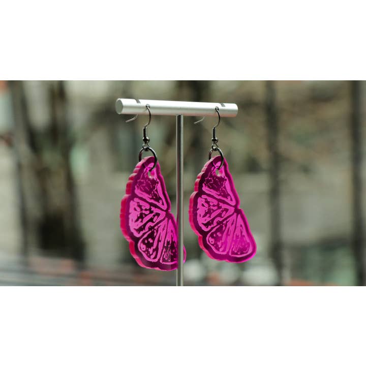 DeanMish - Venta al por mayor Pendientes colgantes - Pendientes acrílicos Citrus Slice, color vino