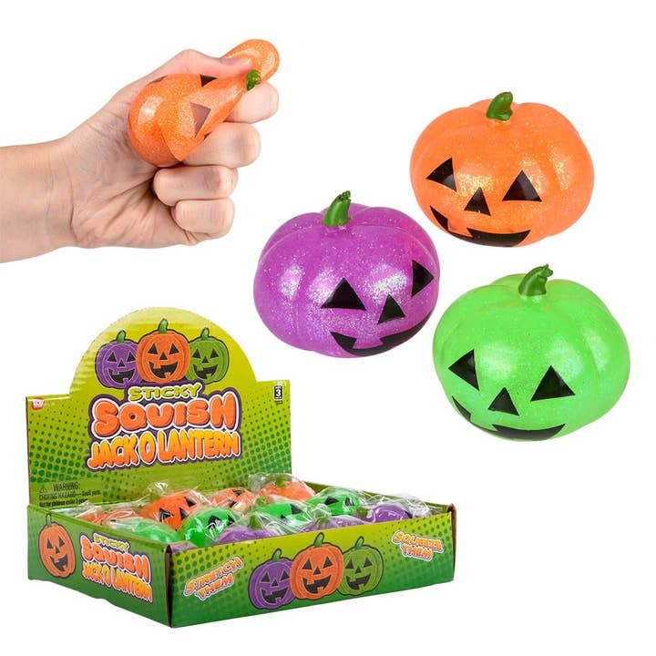 2" SQUISH STICKY JACK O LANTERN LLB Squishy Toys for wholesale by La Luna Bella - Toys