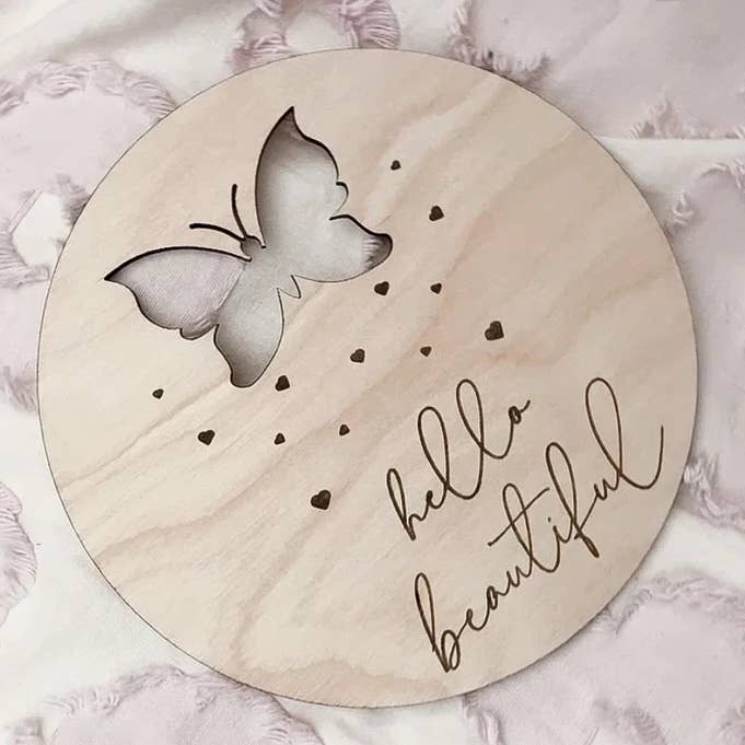 hello world butterfly girls announcement sign for wholesale by Penny and Co Collections