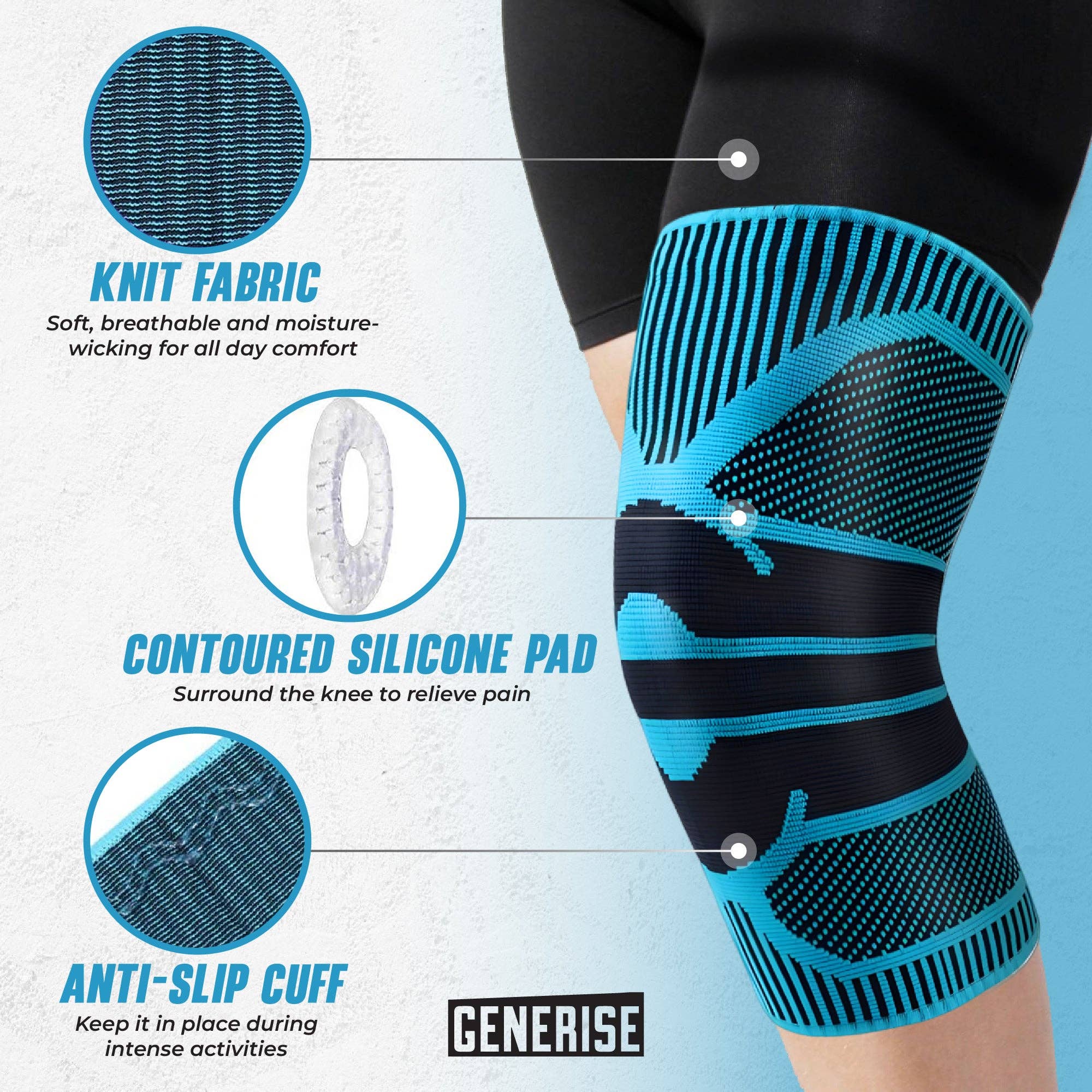 My Wholesale Warehouse – wholesale Fitness equipment – Generise 'Compress and Wrap' Compression Knee Support2