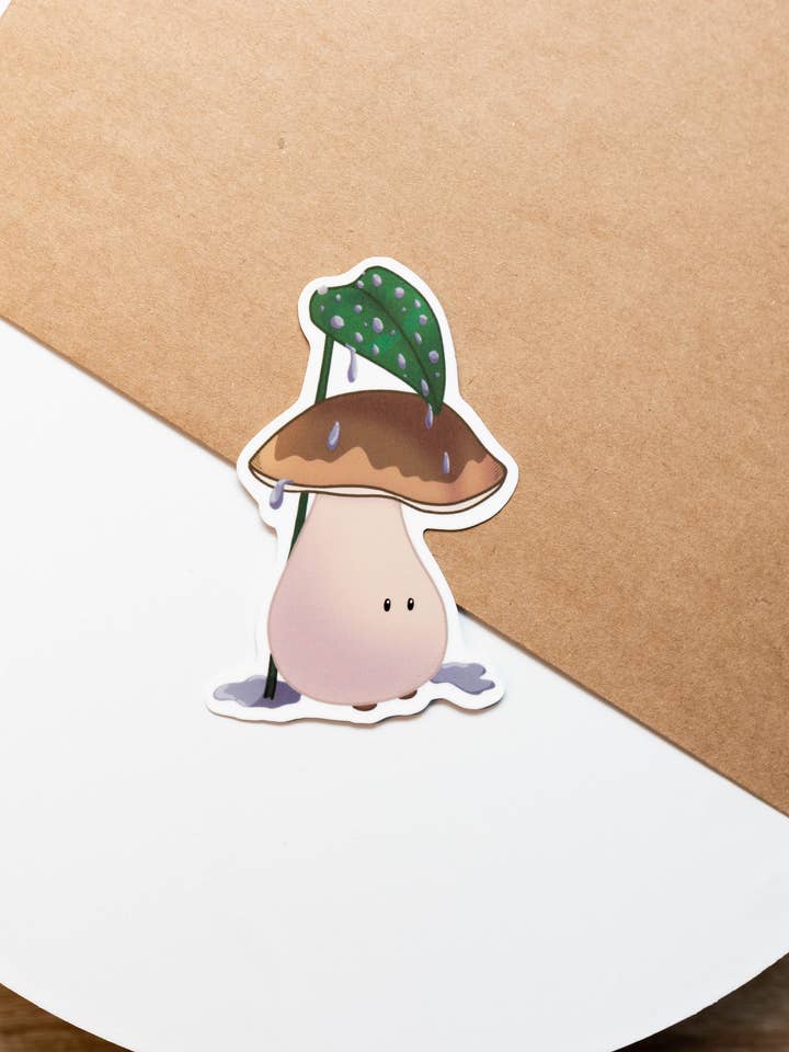 Rainy Day Mushroom Sticker for wholesale by Toasty Teacup