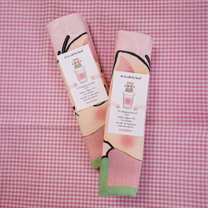 Blushing Meow - Wholesale Tea Towel - Floursack Tea Towel - Purrista1