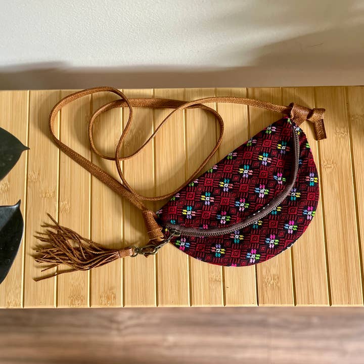 Tribal Fabric Small Crossbody with Leather Strap (Lucy) for wholesale by Braverly