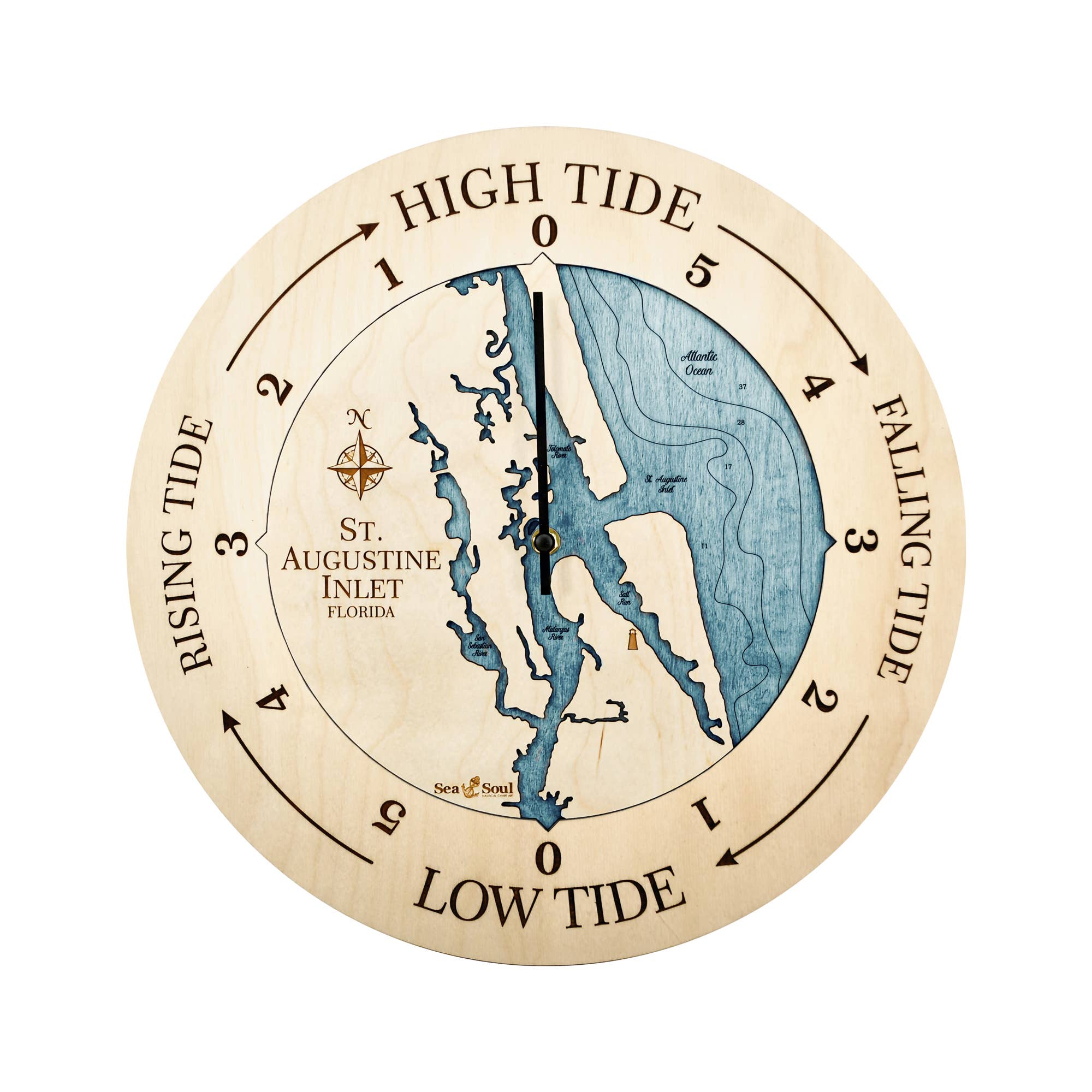 Sea & Soul Nautical Chart Art - Wholesale Wall Clock - Florida East Coast Nautical Chart Tide Clock-Many Locations4