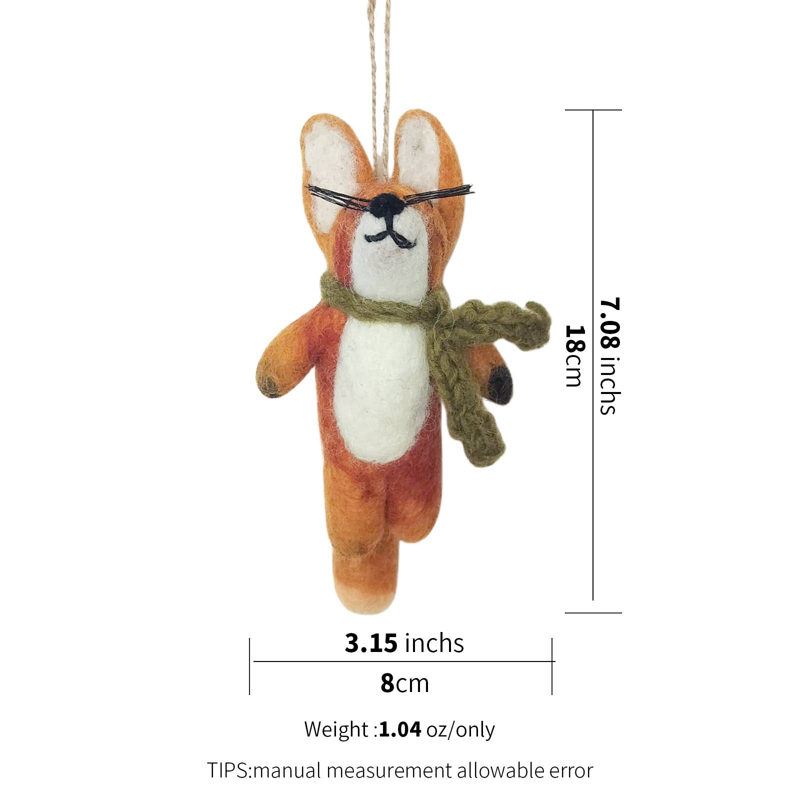 Sparkle Being – wholesale Ornament – Wool Felt Scarf Fox Ornament – Handmade in Nepal9