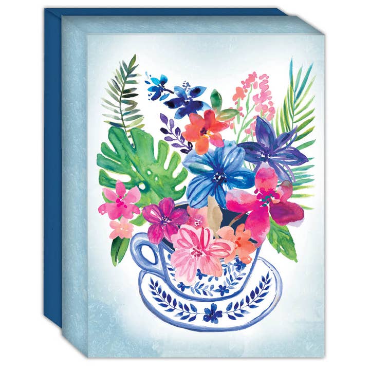 Crown Point Graphics - Wholesale Stationery/Notecard Set - Teacup Florals III- Boxed Blank Note Cards -15 Cards1