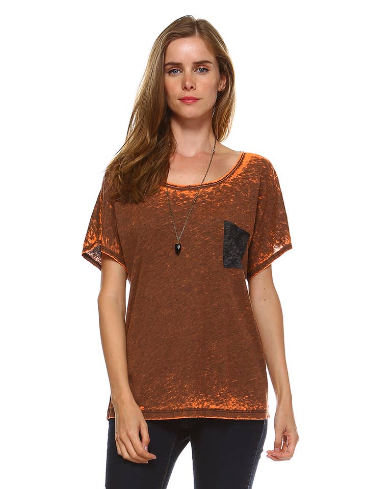 Camiseta Boyfriend lavada em dois tons com gola redonda por atacado de Urban X Apparel