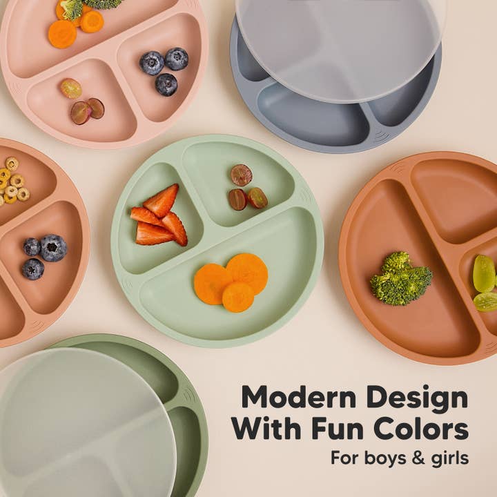 Mellow 3-Pack Prep Suction Plates with Lids BPA-Free Baby Plate for wholesale on Faire8