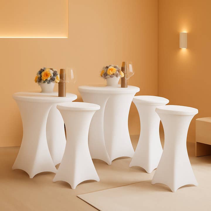 White Spandex Square Cocktail Table Covers 32x43Inches for wholesale by ShipItFurniture