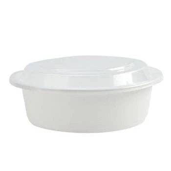 EcoQuality – wholesale Food storage container – 48oz, 9-Inch Deep Round Container - Black and White1