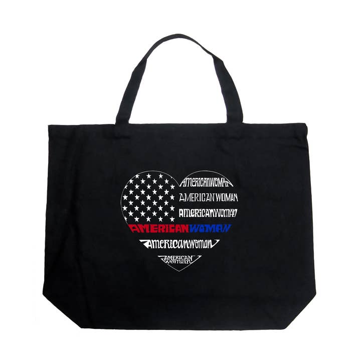 LA Pop Art Word Art Tote Bag - American Woman for wholesale by LA Pop Art