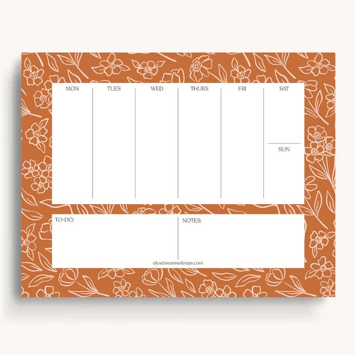 Bloco de Notas Semanal Floral Terracota | Outono & Halloween por atacado de Elyse Breanne Design