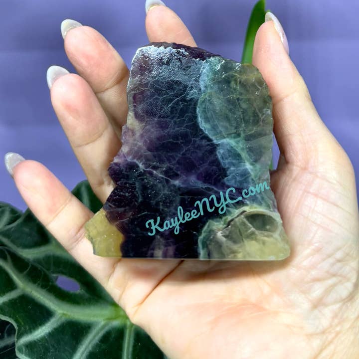 KayleeNYC - Wholesale Spirituele steen/kristal - 3-4 stuks Natuurlijke Regenboog Fluoriet half Gepolijste Platen6