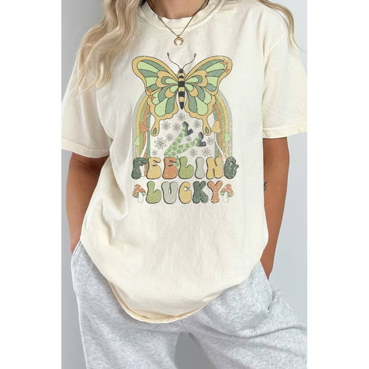 Feeling Lucky St Patrick comfortabel T-shirt met kleurenprint voor wholesale door Kissed Apparel