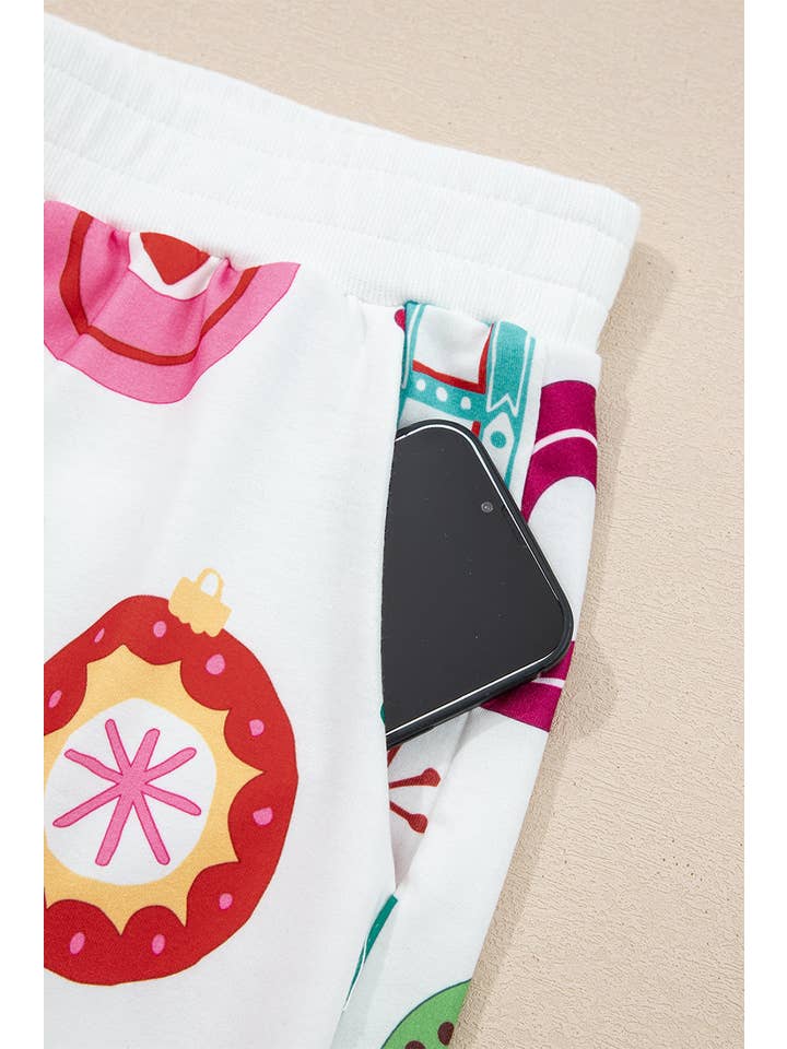 Bianco Completo da salotto taglie forti natalizio Ho Ho Ho con top e pantaloncini in vendita all'ingrosso su Faire5