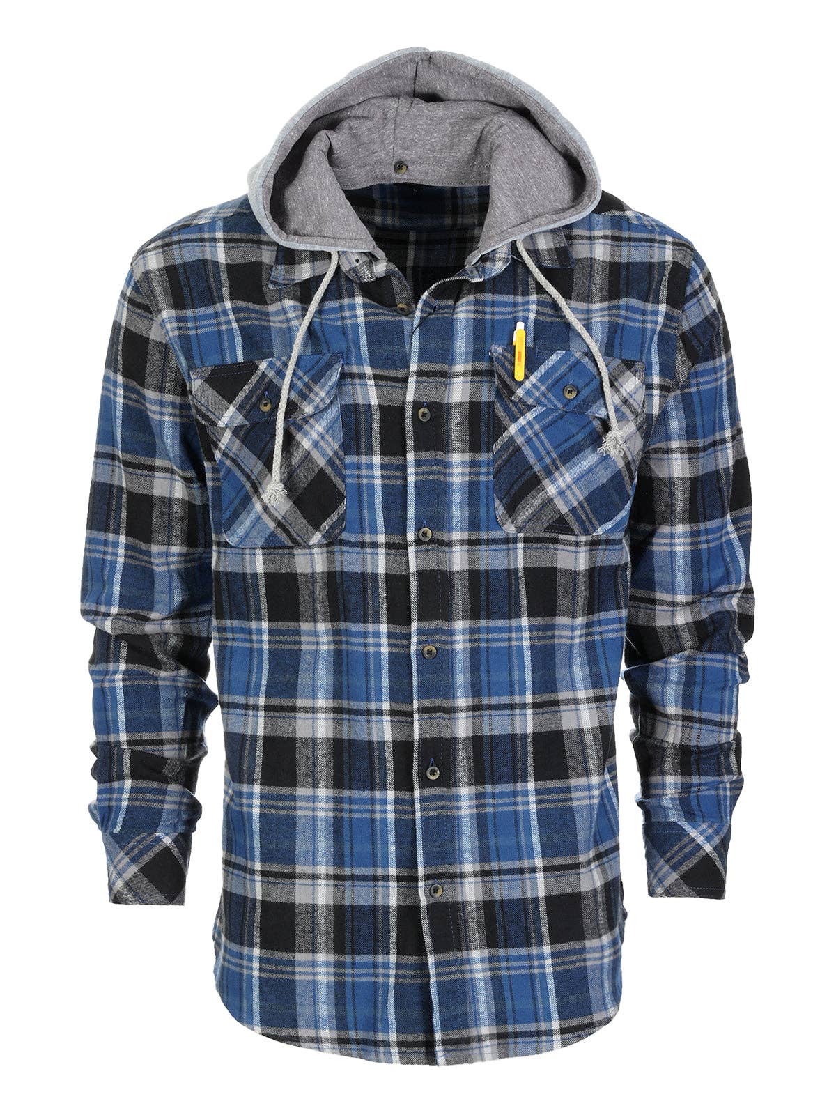 b-one inc – wholesale Skjortor – Herr – Casual flanellskjorta med knapp för män med avtagbar hoodie GB-LS92H2