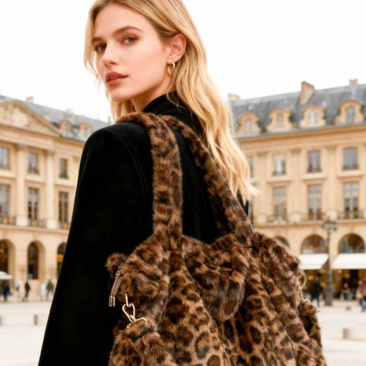 Bolso de Hombro de Imitación de Piel de Leopardo de Chocolate MCLPSBCH para venta al por mayor de LOOWIE