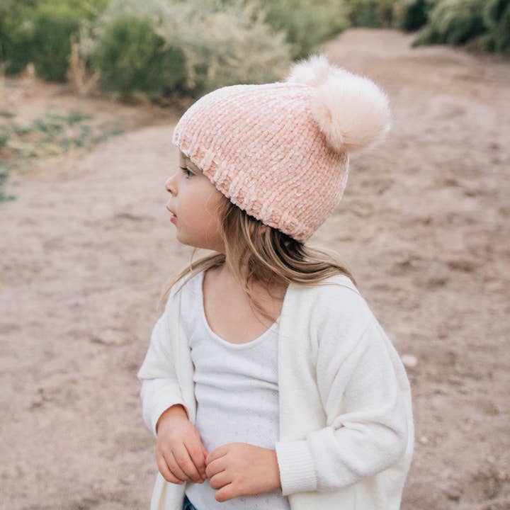 Huggalugs - Wholesale Beanie - Kids - Champagne Chenille Beanie Hat Baby & Kids
