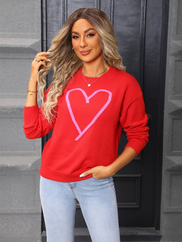Hope & Sunshine - Wholesale Knit Sweater - Women's - Valentine's Heart Pullover Sweater79
