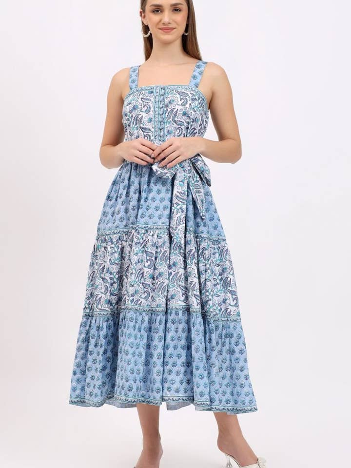 Cotton Maxi Sundress - Blue for wholesale by Hi Handmade