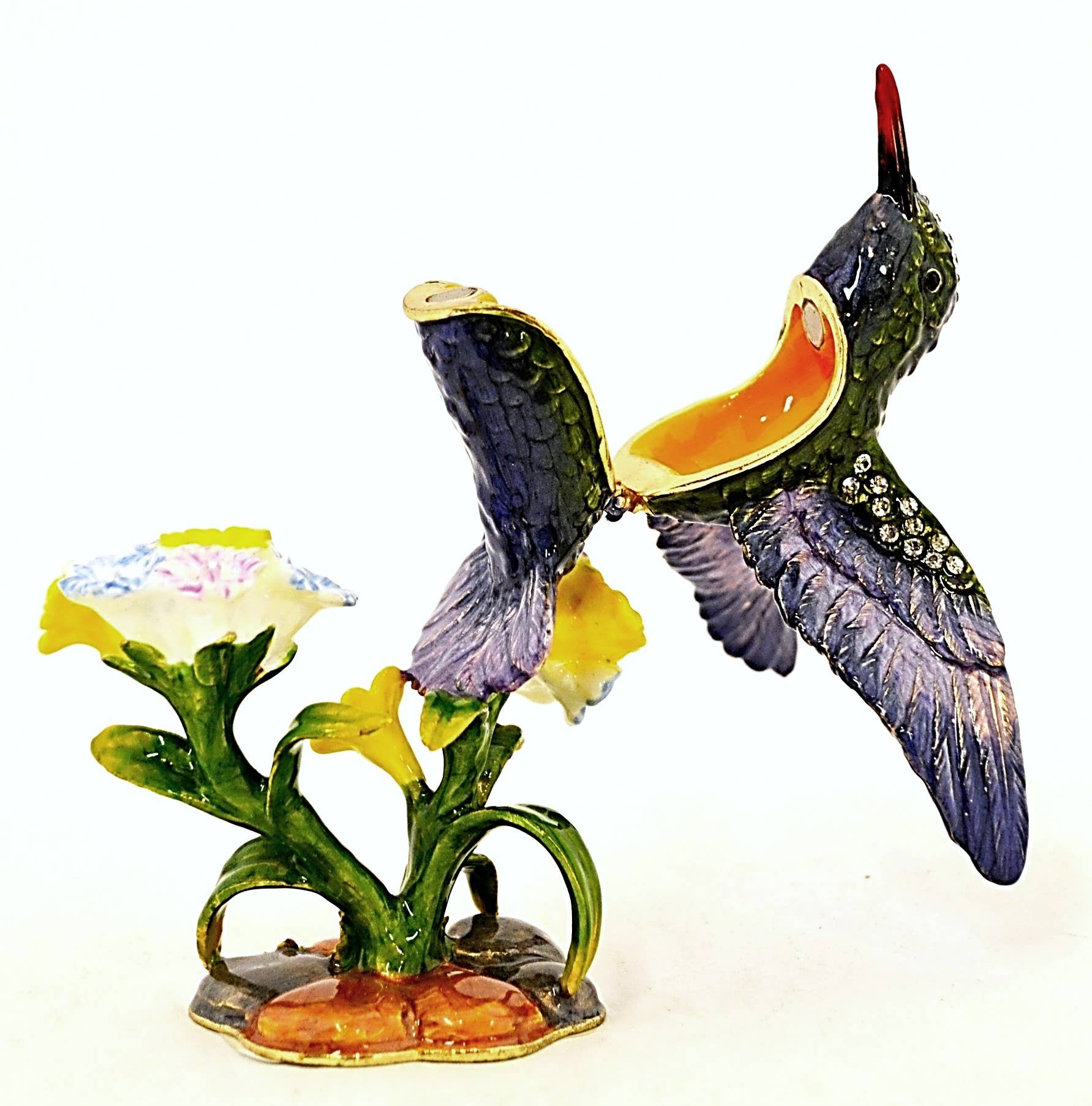 Ciel Collectables - Wholesale Jewelry Box/Organizer - Humming Bird Trinket Box. Hand Painted Purple Enamel3