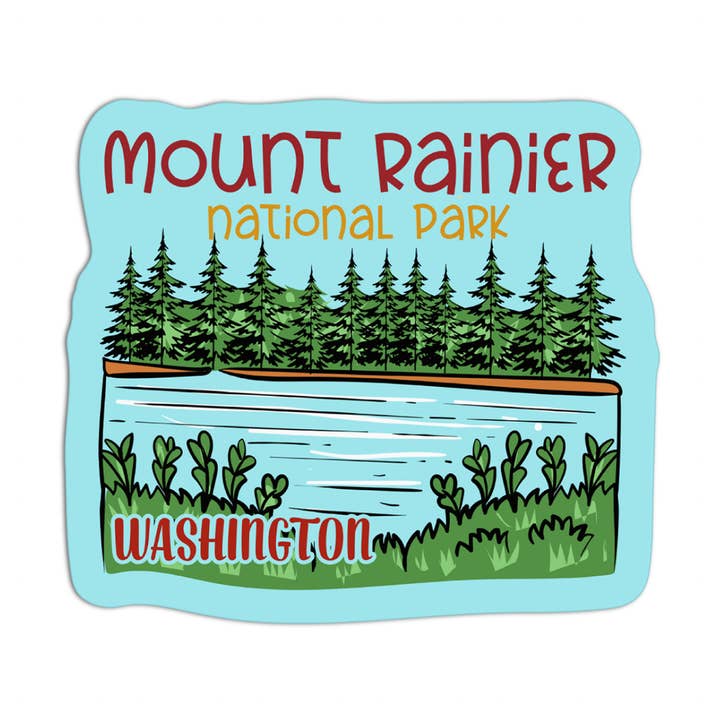 Girls Printing House - Wholesale Sticker - State Nature WA Mount Rainier National Textured Sticker0