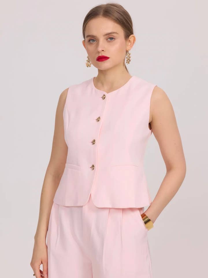 Frime - Wholesale Suit Vest - Women's - Sleeveless vest with golden buttons - 31157